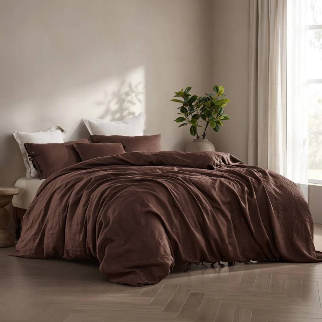 Ensemble de housse de couette en lin défait