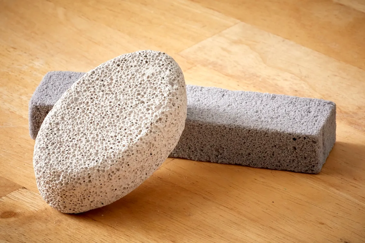 Pumice stones on a kitchen table.