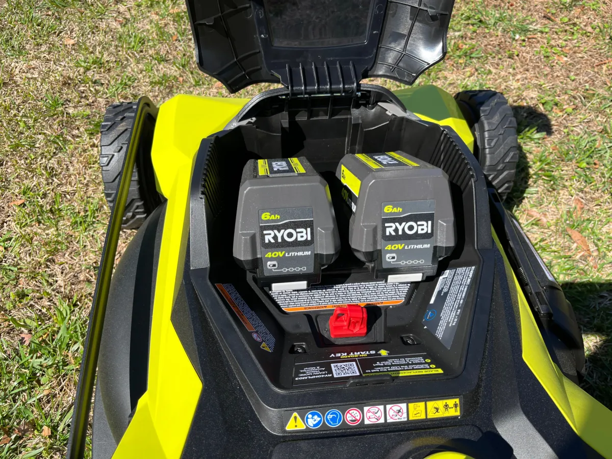 Ryobi 40V lawn mower with batteries