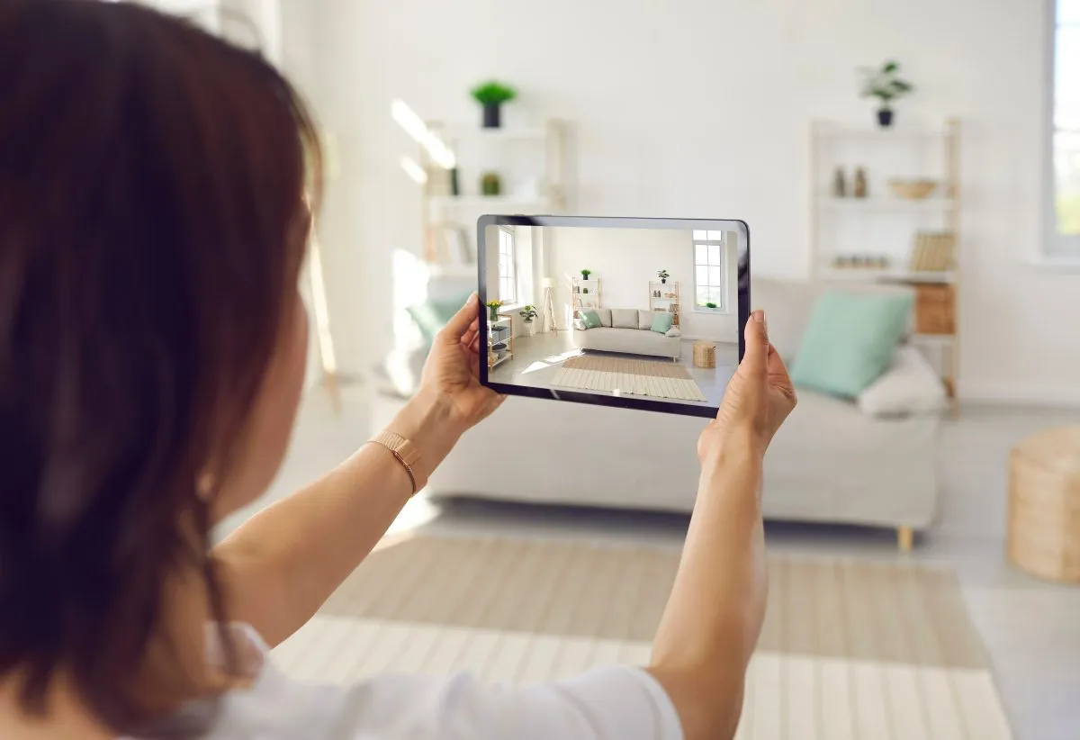Woman takes a video of her living room to document her belongings