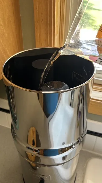 filling the Big Berkey Gravity-Fed Water Filter System