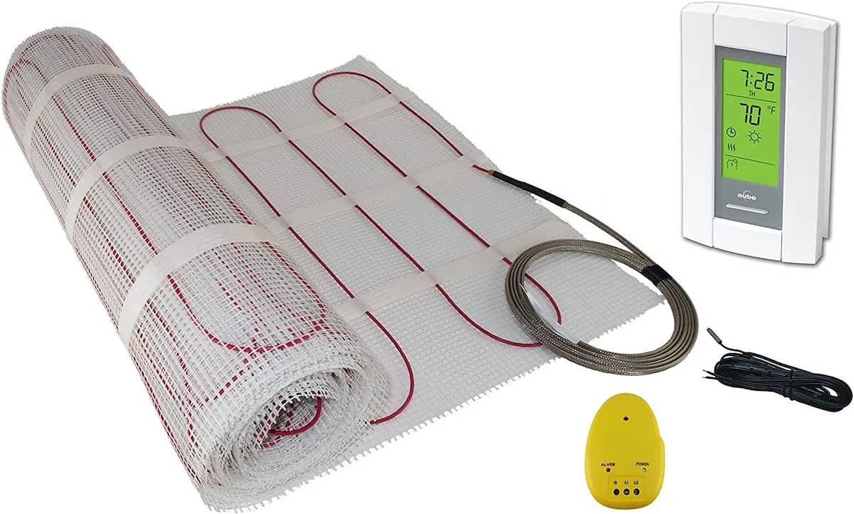 Radiant floor heating system on a white background.