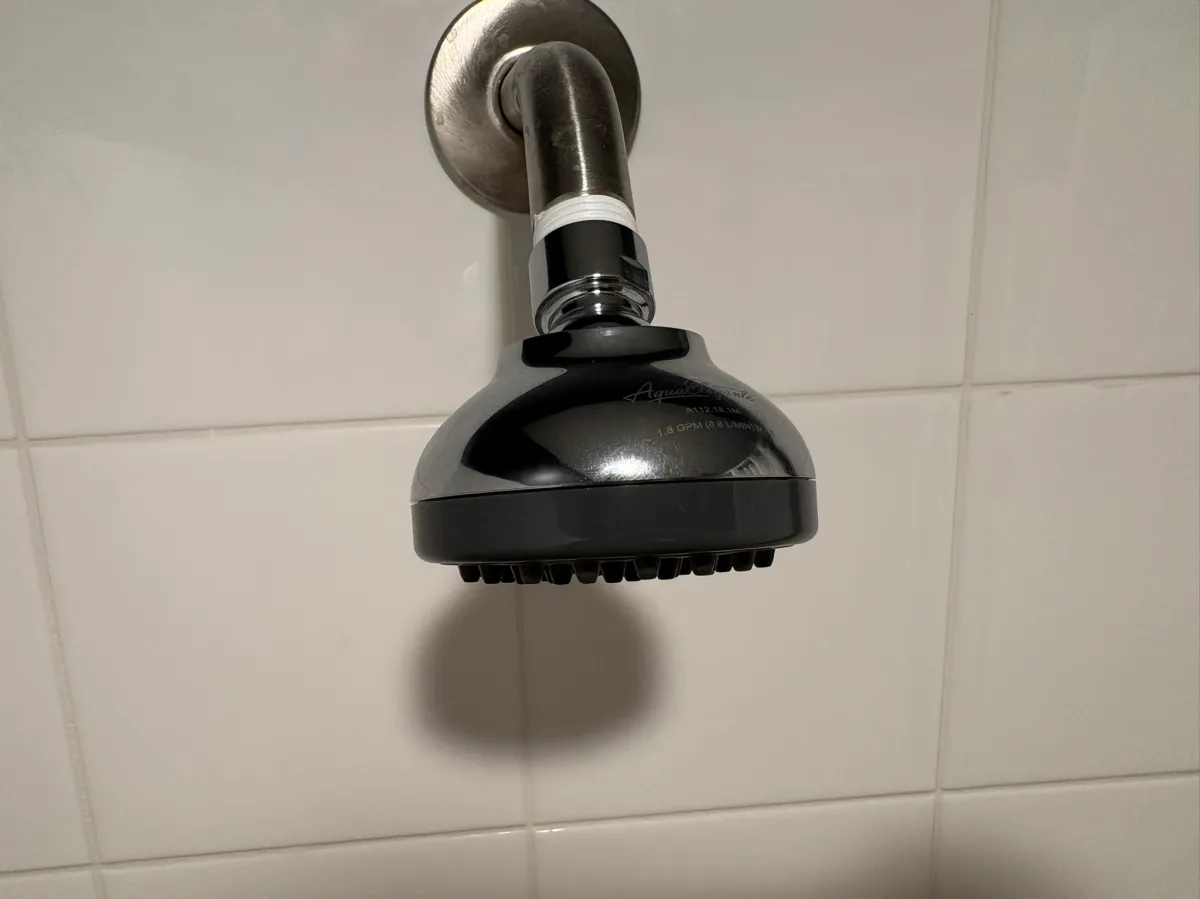 Aqua Elegante Pressure-Boosting Shower Head in the bathroom as an example of the best shower head for low pressure